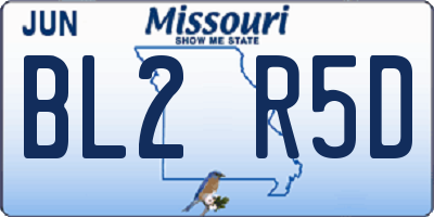 MO license plate BL2R5D