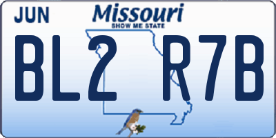 MO license plate BL2R7B