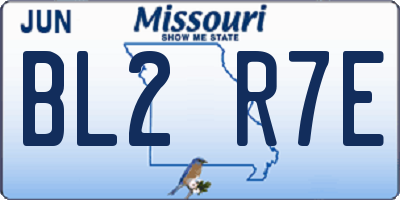 MO license plate BL2R7E