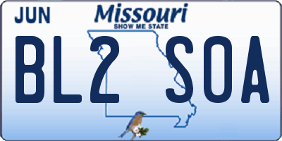 MO license plate BL2S0A