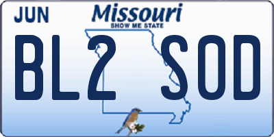 MO license plate BL2S0D
