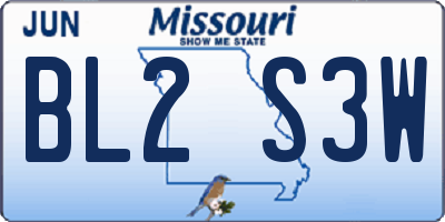 MO license plate BL2S3W
