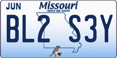 MO license plate BL2S3Y