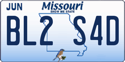 MO license plate BL2S4D