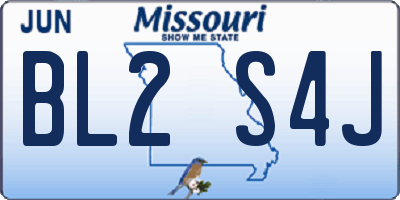 MO license plate BL2S4J