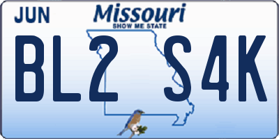 MO license plate BL2S4K