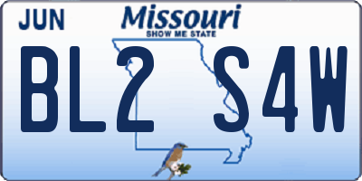 MO license plate BL2S4W