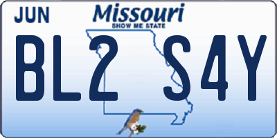 MO license plate BL2S4Y