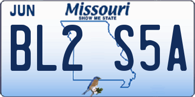 MO license plate BL2S5A