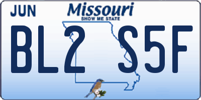 MO license plate BL2S5F