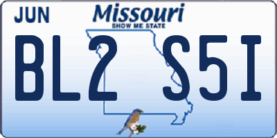 MO license plate BL2S5I