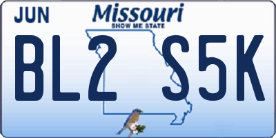 MO license plate BL2S5K