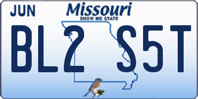 MO license plate BL2S5T