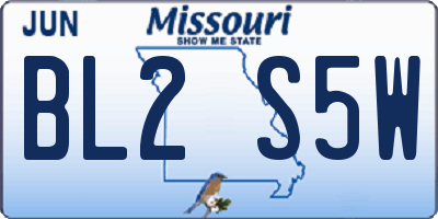 MO license plate BL2S5W