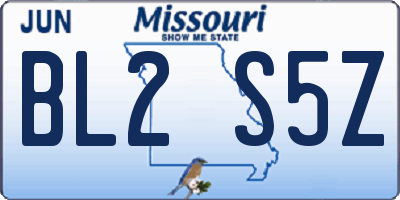 MO license plate BL2S5Z