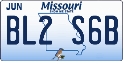 MO license plate BL2S6B