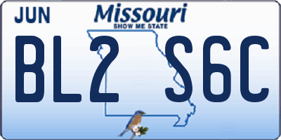MO license plate BL2S6C
