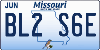 MO license plate BL2S6E