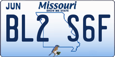 MO license plate BL2S6F