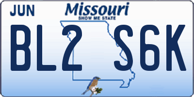 MO license plate BL2S6K