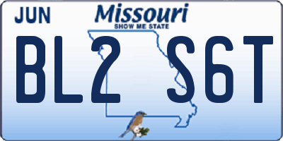 MO license plate BL2S6T