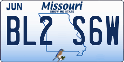MO license plate BL2S6W