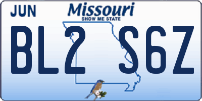 MO license plate BL2S6Z