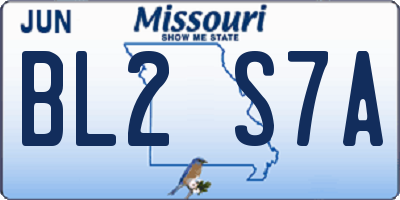 MO license plate BL2S7A