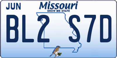 MO license plate BL2S7D