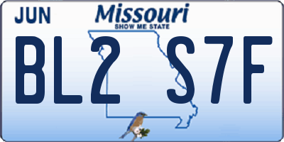 MO license plate BL2S7F