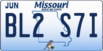 MO license plate BL2S7I