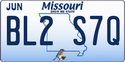 MO license plate BL2S7Q