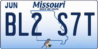 MO license plate BL2S7T