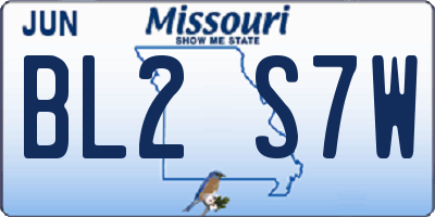 MO license plate BL2S7W