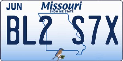 MO license plate BL2S7X