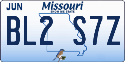 MO license plate BL2S7Z