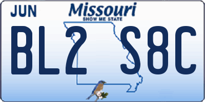 MO license plate BL2S8C