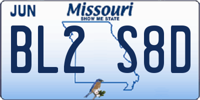 MO license plate BL2S8D