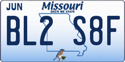 MO license plate BL2S8F
