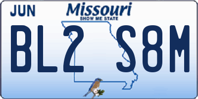 MO license plate BL2S8M