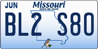 MO license plate BL2S8O