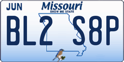 MO license plate BL2S8P