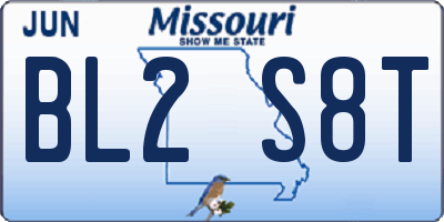 MO license plate BL2S8T