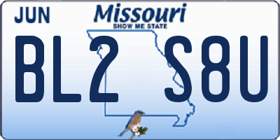 MO license plate BL2S8U