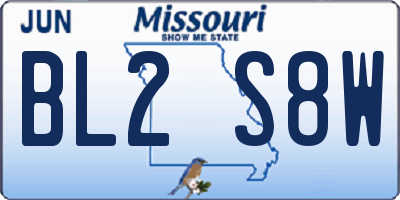 MO license plate BL2S8W
