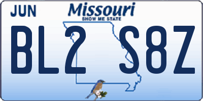 MO license plate BL2S8Z