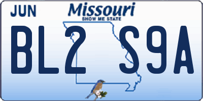 MO license plate BL2S9A