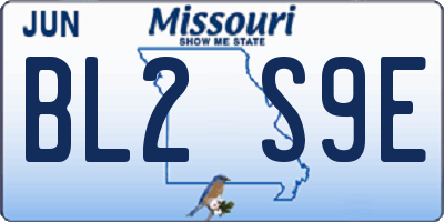 MO license plate BL2S9E