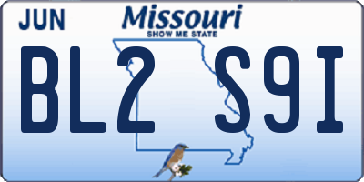 MO license plate BL2S9I