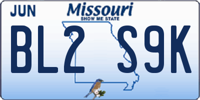 MO license plate BL2S9K